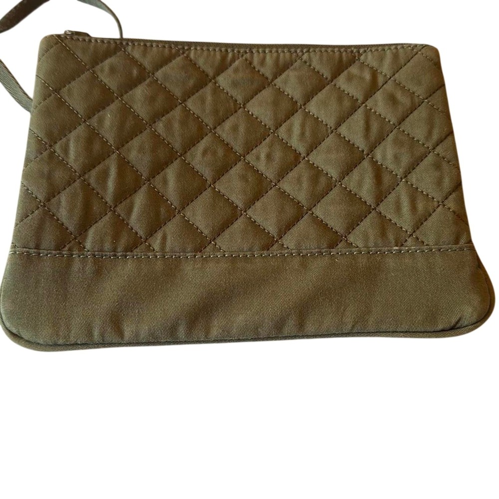 Lands End Olive green quilted clutch - Picture 4 of 8